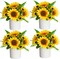 Set of 4 Mini Artificial Sunflowers in Pots – Faux Floral Décor for Home, Office & Events